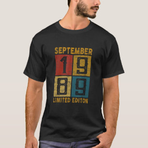 Camiseta 33 Aniversario Septiembre 1989 Nacido En 1989 33 A