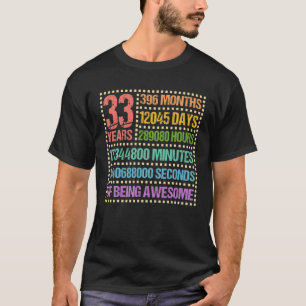 Camiseta 33 Años 396 Meses De Maravilloso Cumpleaños 33