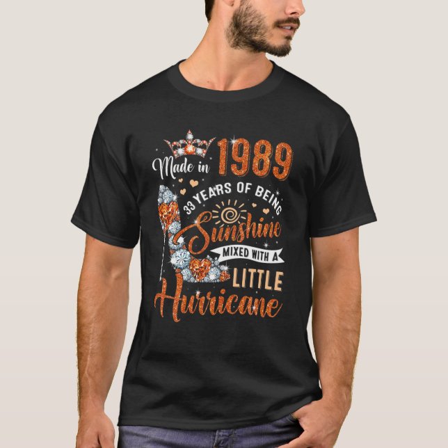 Camiseta 33 Años Hecho En 1989 Reina Diamante De Cumpleaños (Anverso)