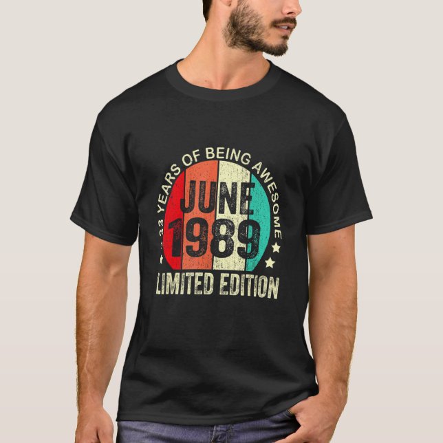 Camiseta 33 años Junio de 1989 33a cumpleaños (Anverso)