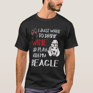Camiseta 33 Beber vino y jugar con mi Beagle