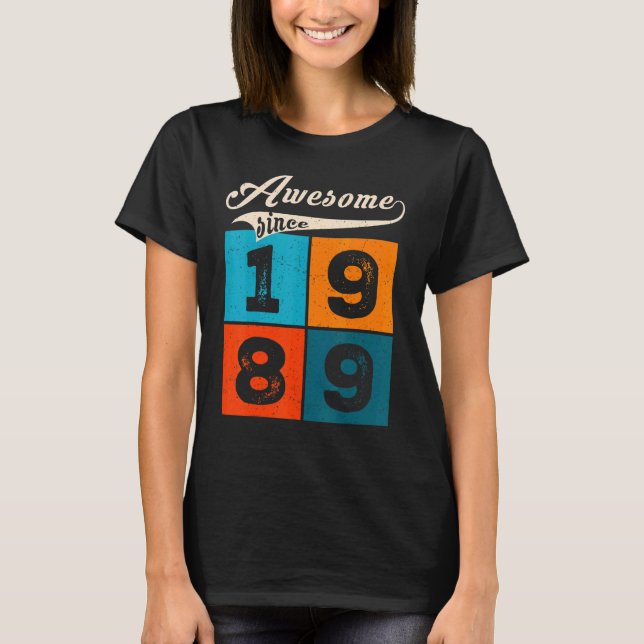 Camiseta 33 Year Old Men Women On Birthday Awesome Since 19 (Anverso)