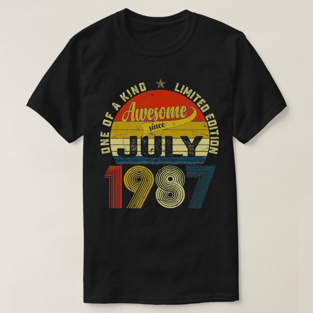 Camiseta 34ª Decoración De Cumpleaños Julio 1987 Hombres Mu (Diseño del anverso)