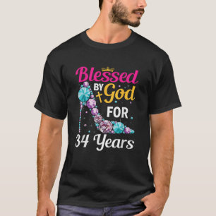 Camiseta 34.ª Chica De Cumpleaños Bendecida Dios Por 34 año