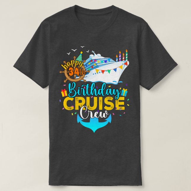 Camiseta 34.ª tripulación de crucero de cumpleaños (Diseño del anverso)