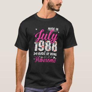 Camiseta 34.º cumpleaños increíble desde julio de 1988
