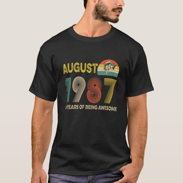 Camiseta 34.º Regalo De Cumpleaños Agosto De 1987 34 Años D (Anverso)