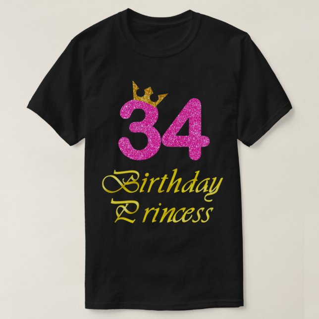 Camiseta 34.º regalo de cumpleaños Princesa Chica Tee duran (Diseño del anverso)