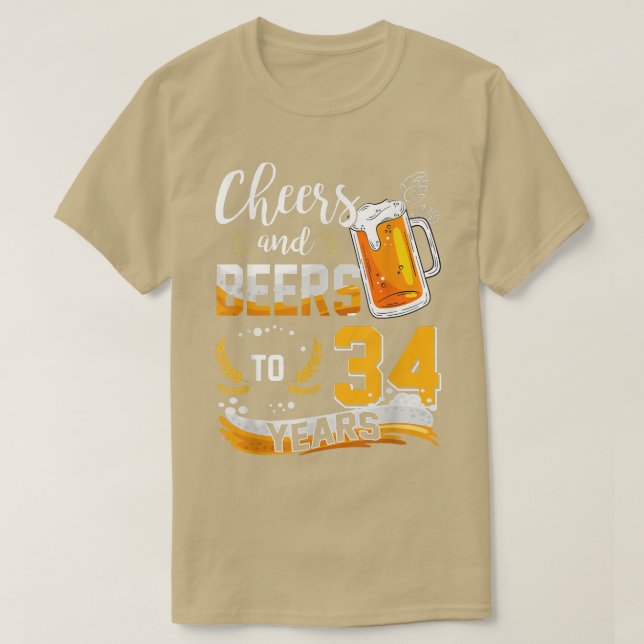 Camiseta 34 Alegres Y Cervezas A 34 Años Nacidos (Diseño del anverso)