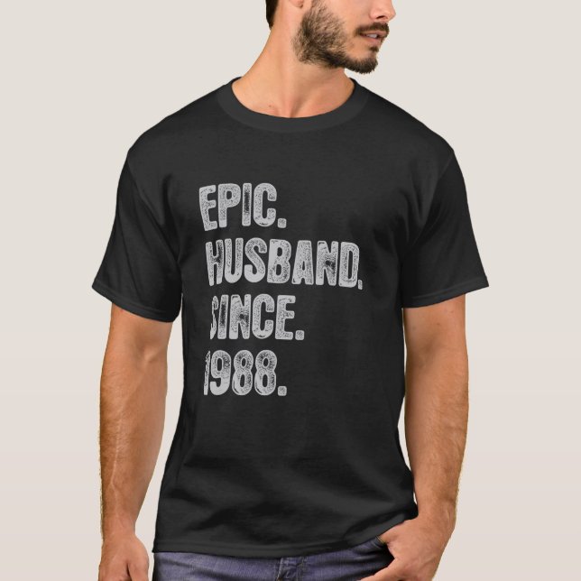 Camiseta 34° Aniversario Boda De Su Esposo Épico (Anverso)
