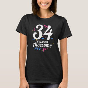 Camiseta 34 Años De Increíble Año Fiesta Edad Cumpleaños Ed