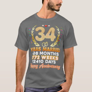 Camiseta 34 años de matrimonio feliz 34° aniversario de Bod