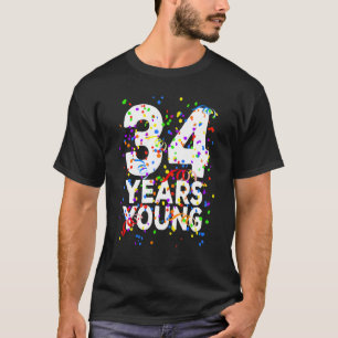 Camiseta 34 años joven feliz 34º cumpleaños para hombres mu