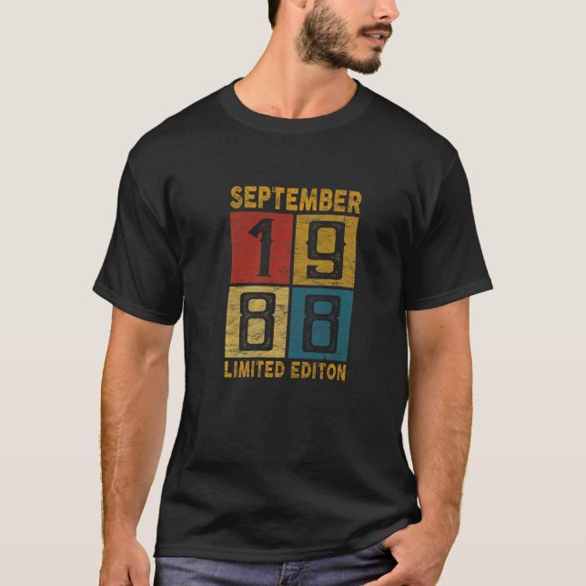 Camiseta 34th Birthday September 1988 Born In 1988 34 Yrs O (Anverso)