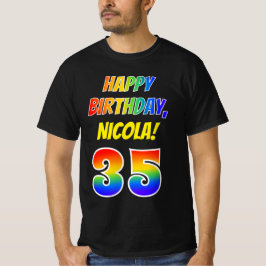 Camiseta 35º cumpleaños — Negrita, diversión, arcoiris 35, 