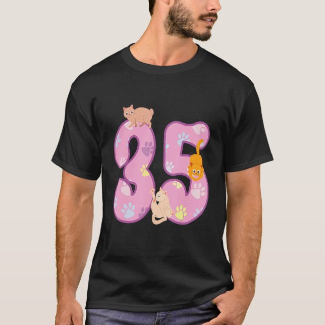 Camiseta 35.ª fiesta de cumpleaños de un gato (Anverso)