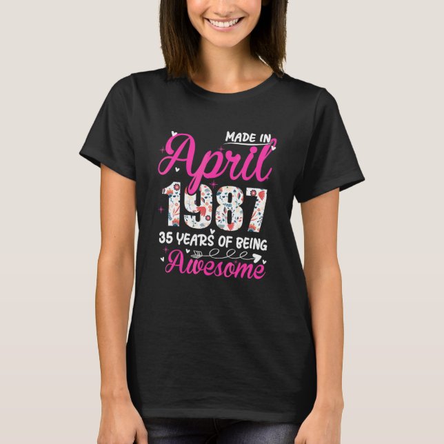 Camiseta 35.º cumpleaños increíble desde abril de 1987 (Anverso)