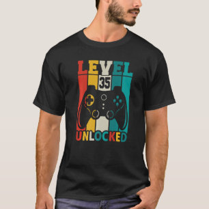 Camiseta 35.º natalidad Jugamiento Nivel 35 Desbloqueado