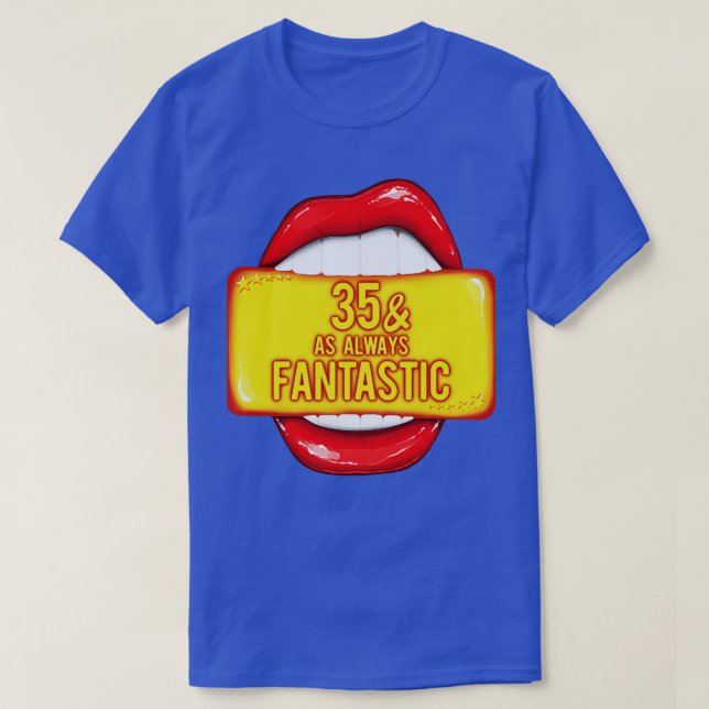 Camiseta 35 Aniversario 35 Como Siempre Fantástico Labios R (Diseño del anverso)
