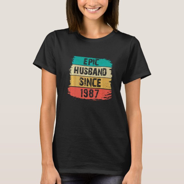 Camiseta 35° Aniversario Boda Esposo Épico desde 1987 (Anverso)