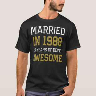 Camiseta 35° aniversario para los hombres casados en 1988 P