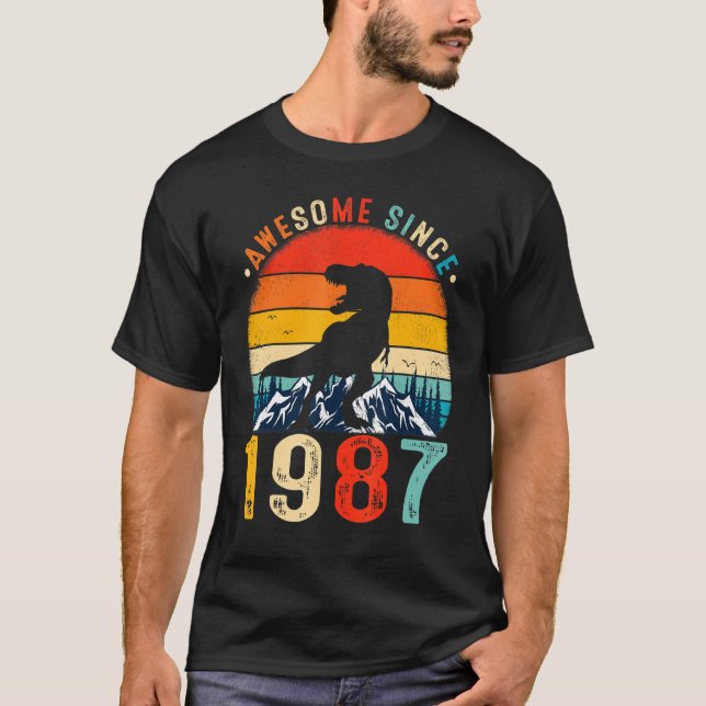 Camiseta 35 años de edad increíble desde 1987 Dinosaurio 35 (Anverso)