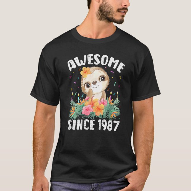 Camiseta 35 años de edad Sloth Lover Impresionante desde 19 (Anverso)