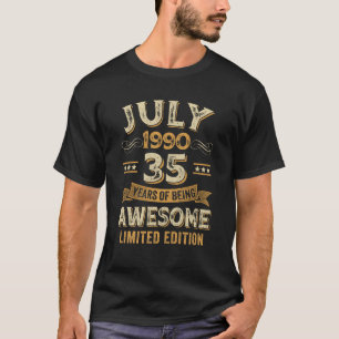 Camiseta 35 Años Genial Ropa Vintage Julio 1990 Cumpleaños 
