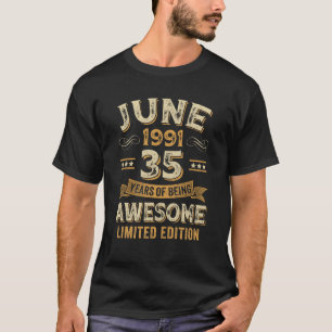 Camiseta 35 Años Genial Ropa Vintage Junio 1991 Cumpleaños 