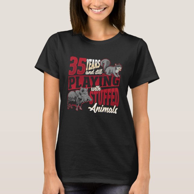 Camiseta 35 años jugando animales rellenos nacimientos taxi (Anverso)