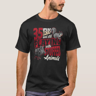 Camiseta 35 años jugando animales rellenos nacimientos taxi