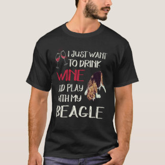 Camiseta 35 Bebe Vino Y Juega Con Mi Beagle