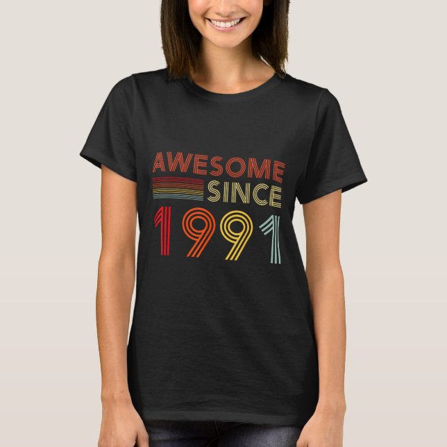 Camiseta 35 Birthday Decorations Men 35yr Awesome 1991 35th (Anverso)