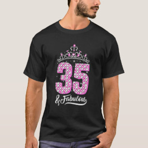 Camiseta 35 y Fabuloso Cumpleaños 35 Diamante Corona Mujere