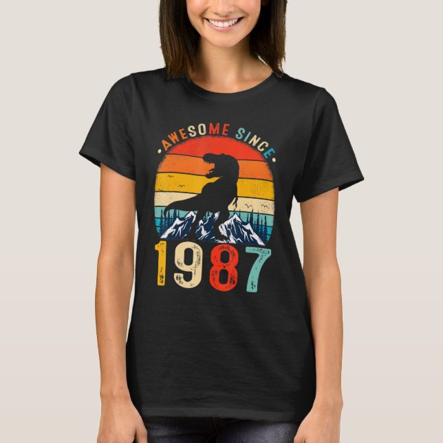 Camiseta 35 Years Old Awesome Since 1987 Dinosaur 35th Birt (Anverso)