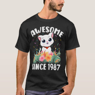 Camiseta 35 Years Old Cat Lover Awesome Since 1987 35th Bir