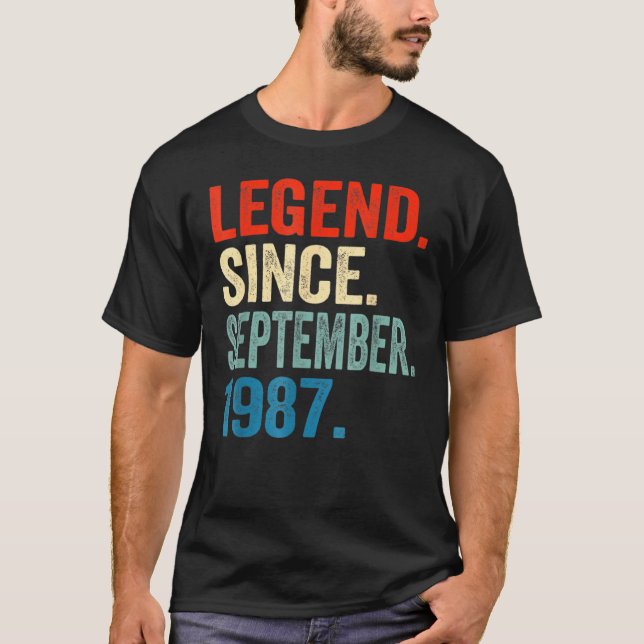 Camiseta 35 Years Old  Legend Since September 1987 35th Bir (Anverso)