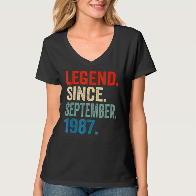 Camiseta 35 Years Old  Legend Since September 1987 35th Bir (Anverso)