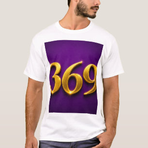 Camiseta 369 Numerología Manifestación Púrpura Oro Ley de A