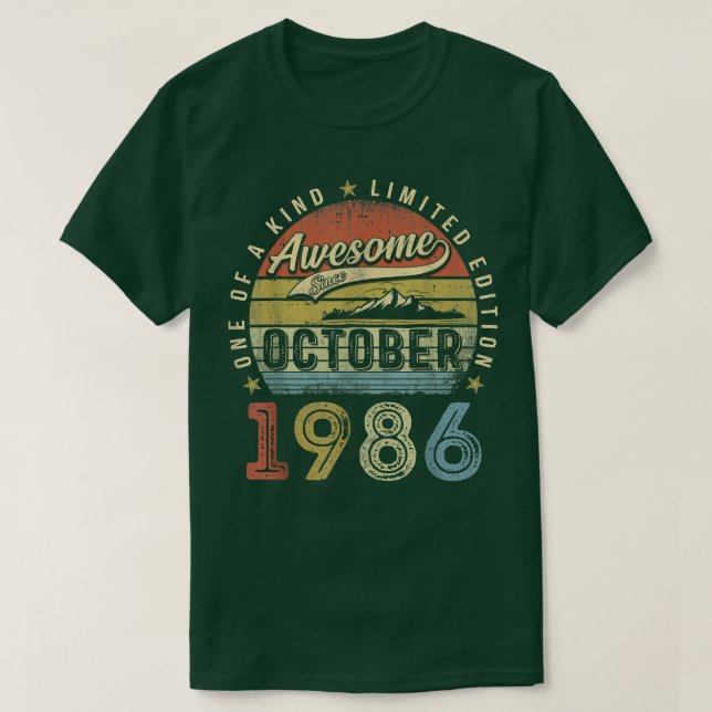 Camiseta 36.º regalo de cumpleaños increíble desde octubre  (Diseño del anverso)