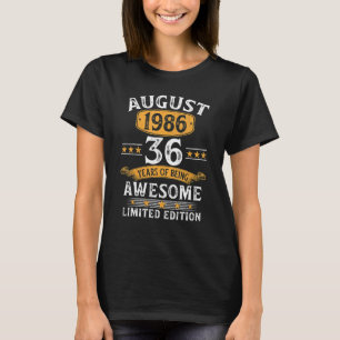 Camiseta 36 años Cumpleaños Agosto 1986 36º cumpleaños