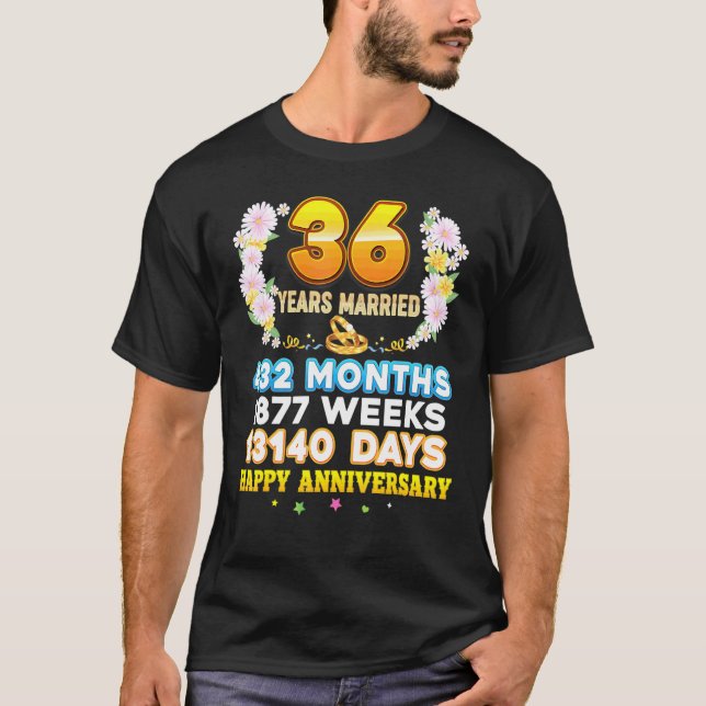 Camiseta 36 años de matrimonio feliz 36 aniversario Boda Co (Anverso)