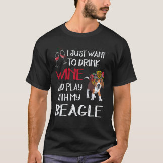 Camiseta 36 Beber vino y jugar con mi Beagle