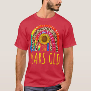 Camiseta 36 Years Old 36th Birthday Tie Dye Sunflower Leopa