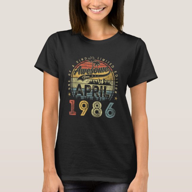 Camiseta 37 años asombroso desde abril de 1986 37 cumpleaño (Anverso)