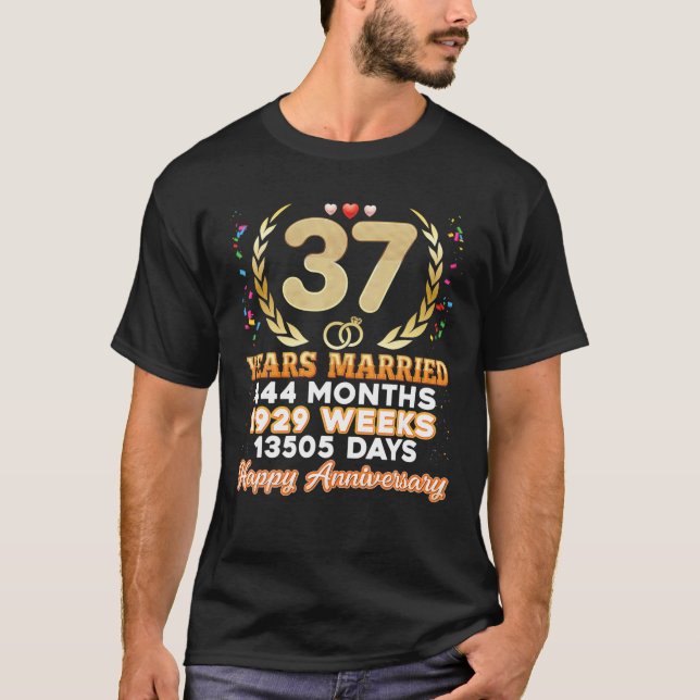 Camiseta 37 Años Casados Feliz 37 Aniversario Boda Co (Anverso)