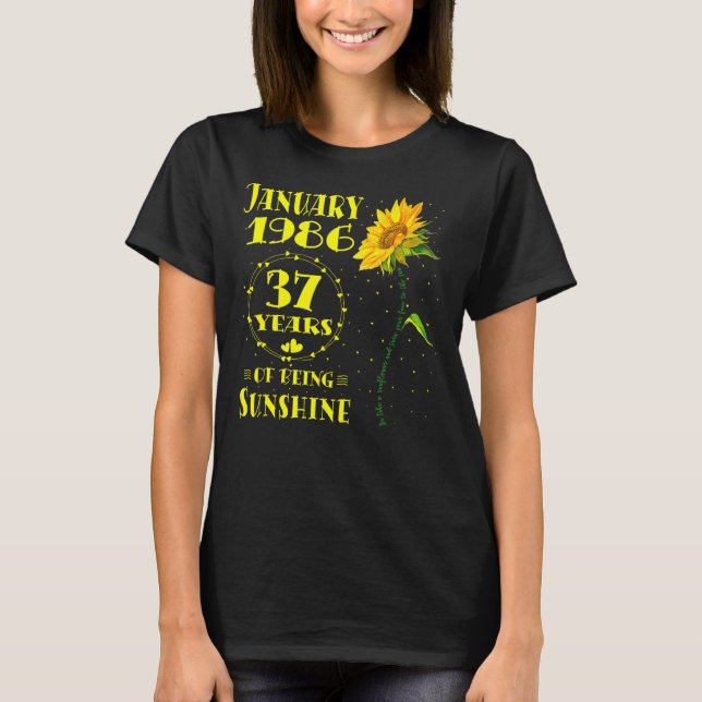 Camiseta 37 cumpleaños Girasol de 37 años Nacido en enero (Anverso)