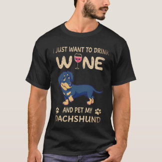 Camiseta 37 Solo quiero beber vino y acariciar a mi Dachshu