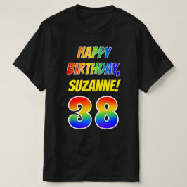 Camiseta 38º cumpleaños — Negrita, diversión, arcoiris 38, 