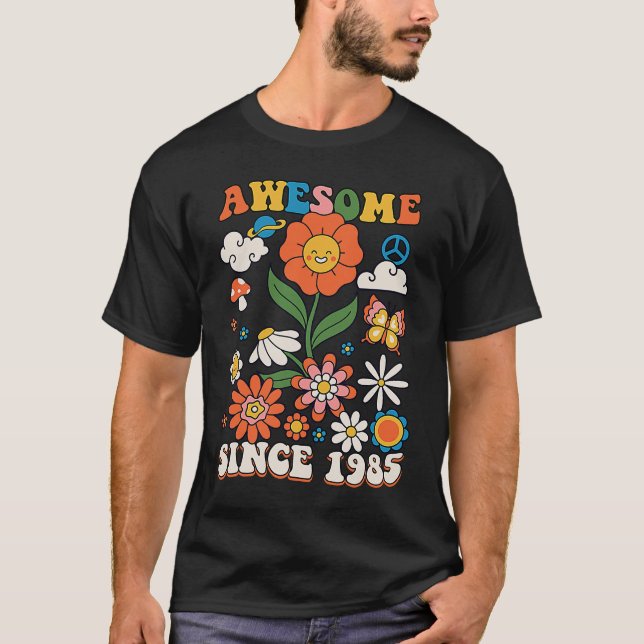 Camiseta 38 años de edad increíble desde 1985 Groovy Retro  (Anverso)